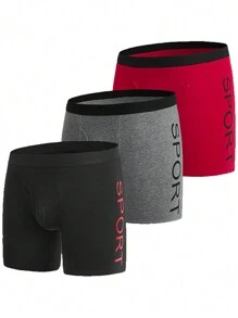 Hombres 3 piezas Calzoncillos boxer con estampado de letra - Multicolor - Ver 1