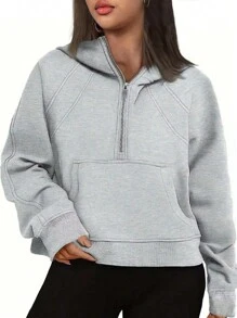 Flirla Áo nỉ tay raglan cỡ lớn - Xám - Xem 3