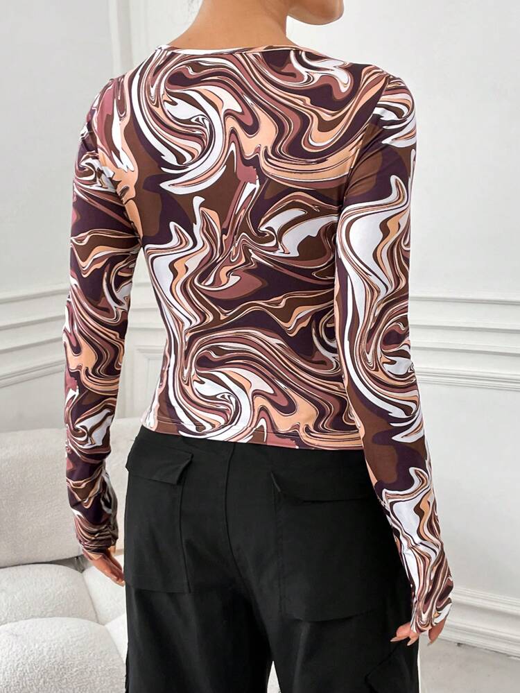 Women's Knit Tee With Water Ripple Pattern