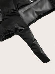 SHEIN ICON 修身不對稱高領襯墊外套 - 黑色 - 查看 9