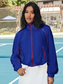 VARSIVA Sports Tennis Basic Thigh Highs&Outdoors With JACKET - Royal Blue - View 1