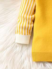 Infant Boys' Sweater With Text And Stripe Pattern - Yellow - View 6