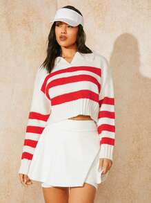 VARSITIE 運動網球基本戶外衣,附麥積編織物 - 紅白色 - 查看 3