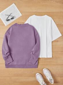 RueChic Nastolatek Dziewczyny Nadrukowany Koszulka  I Kurtki Komplety Biżuterii