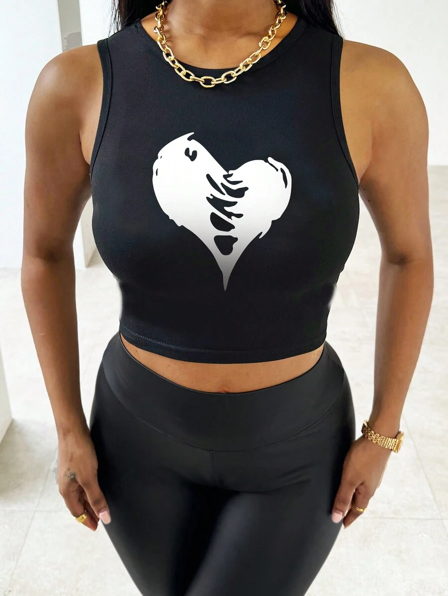 INAWLY In Trái tim Áo ba lỗ - màu đen - Xem 1