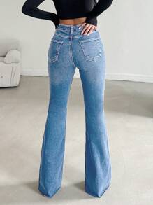 RueChic Women's Fashionable Flared Jeans For Any Occasion - Baby Blue - View 2