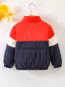 SHEIN Mädchen Lässiger Farbblock Stehkragen Reißverschluss Jacke Mit Dickerem Material