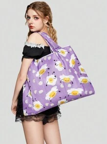 ROMWE Kawaii 卡通煎蛋圖案購物袋 - 彩色 - 查看 1