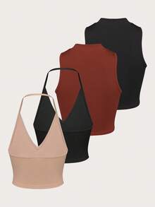 SHEIN Unity Women's Halter Neck Sleeveless Tank Top - Multicolor - View 2