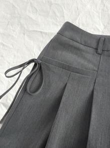 SHEIN EZwear Gray Textured Plus Size Women's Suit Pants