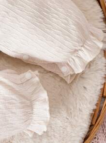 Em bé Cô gái Nút hình bướm Tay áo xù Áo liền quần - Màu be - Xem 4