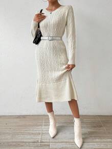 Calvaya Women's Sweater Dress With Raglan Sleeve Design