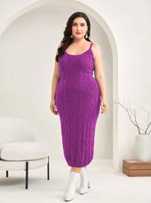 Modelyn 女裝大碼純色毛衣套裝 - 紫羅蘭色 - 查看 4