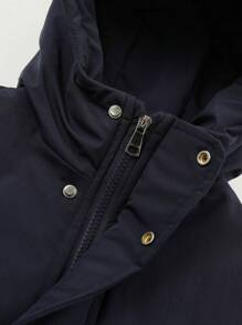 Tween Boy Casual Warm Padded Coat For Autumn And Winter - Navy Blue - View 4