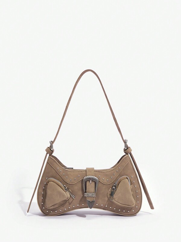SHEIN ICON Women's Fashion Diamond Decoration Clutch Bag, Shoulder Bag