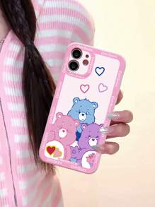 ROMWE X Care Bears 彩虹心心熊熊印製粉紅手機殼,適用於iphone12 13 14系列,保護套 - 彩色 - 查看 4