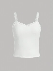 SHEIN Girlism Teen Girl 2pcs Solid Lace Insert Cami Top