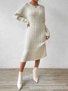 Calvaya Women's Sweater Dress With Raglan Sleeve Design