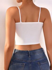 SHEIN Women's Butterfly Applique Basic Tank Top With Adjustable Spaghetti Straps For All Seasons