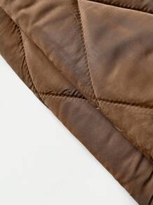 SHEIN Pregnant Women's Hooded Quilted Jacket With Check Pattern For Maternity - Brown - View 8