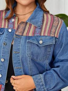 SHEIN LUNE Của phụ nữ Kích thước lớn Áo khoác denim - Rửa trung bình - Xem 5