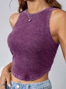 Muchica Knitted Slim Fit Tank Top - Purple - View 6