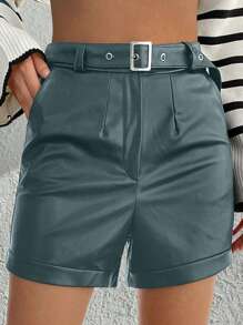 EURMUSE Ladies' Shorts With Belt - Khaki - View 3