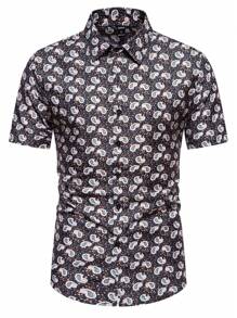 Manfinity Homme Men's All Over Paisley Pattern Short Sleeve Shirt
