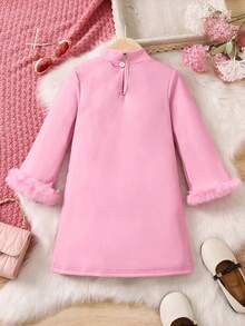 少女風粉色動漫風時尚長袖半高領裙子,適用於春、秋、冬季 - 粉色 - 查看 2