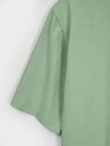 SHEIN Cottnline Men's Letter Printed T-shirt - Green - View 3