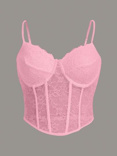 SHEIN ICON Plus Size Women's Lace Cami Top For Summer