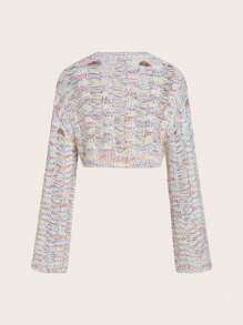 SHEIN ICON 女士漸變色撕裂短款毛衣 - 彩色 - 查看 7