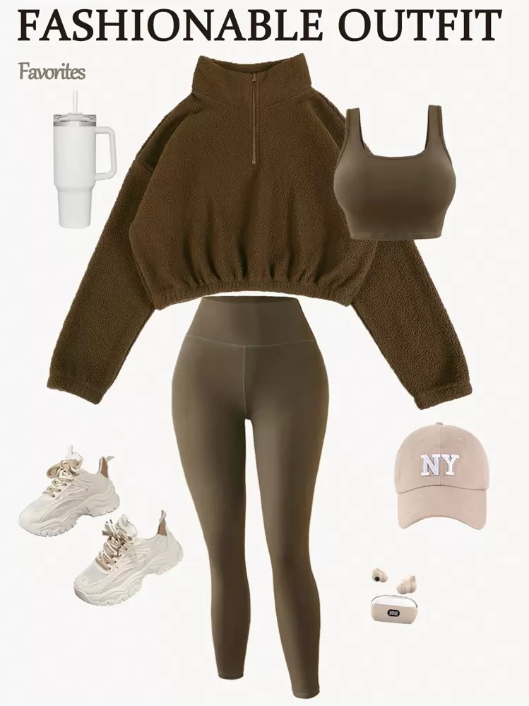 Easify SHEIN Sport Women's Casual Sports Set, Thermal Lined , Windproof, Tight-Fit Vest & Set Travel Outfit Set Women , Running, Fitness, Outdoor Sports, 3Pcs Workout Set Travel Outfit , Fitness, Outdoor Sports, 3Pcs Workout Set Travel Outfit Set Women Clotheswomen Workout Set