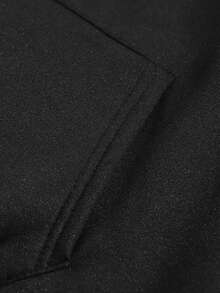 Plus Size Women's Fashion Kangaroo Pocket Letter Print Sweatshirt - Black - View 4