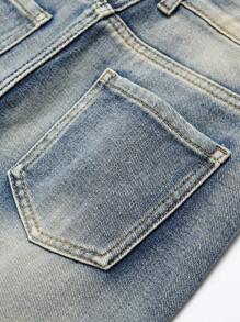 Teen Boy Fashionable Distressed Non-Stretch Denim Jeans - Baby Blue - View 7