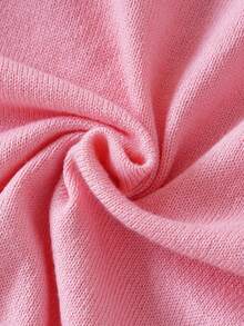 SHEIN 女童休閒基本純色荷葉邊毛衣 - 粉色 - 查看 6