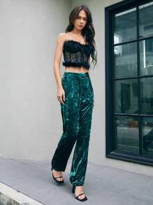 Anewsta Giò thẳng Quần Với Khóa Đồ trang trí - màu xanh lá - Xem 6