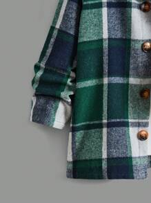 SHEIN Tween Boy Plaid Hooded Jacket - Green - View 4