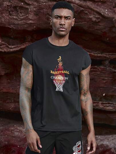 SHEIN Riding Men's Basketball Printed Short Sleeve Top Jersey