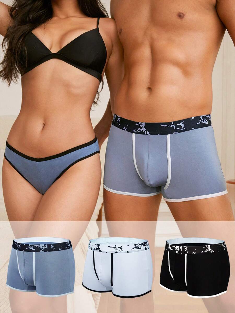 Men's Color-contrast Edge Boxer Briefs (3pcs)