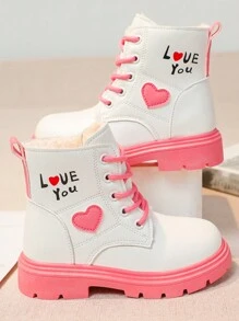 Girls' Boots New Arrival For Autumn Or Winter, High-tops Children Short Boots With Warm Lining, Flat-soled, Suitable For Big And Middle Girls