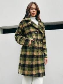 Anewsta Women's Long Plaid Coat