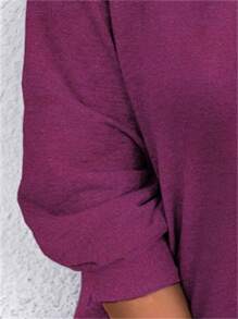 SHEIN LUNE Kích thước lớn In Trái tim Cổ thuyền viên Áo nỉ - Màu đỏ tím - Xem 3