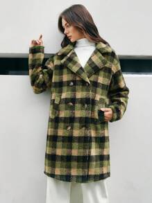 Anewsta Women's Long Plaid Coat