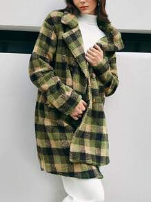 Anewsta Women's Long Plaid Coat