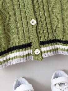 SHEIN Boys' Colorblock Geometric Pattern Button-front Cardigan