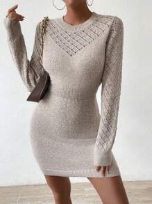 Chiquease 休閒女士毛衣裙 - 卡其色 - 查看 1