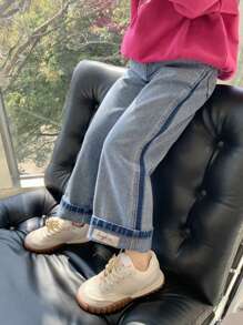 Young Girls' Fashionable Casual Straight Leg Jeans For Autumn - Blue - View 5