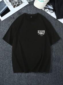 Manfinity Homme Nam Plus Đồ họa Chữ cái Áo thun - màu đen - Xem 2