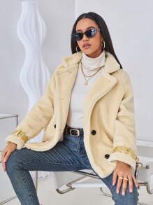 Aveloria Women's Lapel Collar Long Sleeve Plush Coat With Pointed Hem Fall Cloth For Women